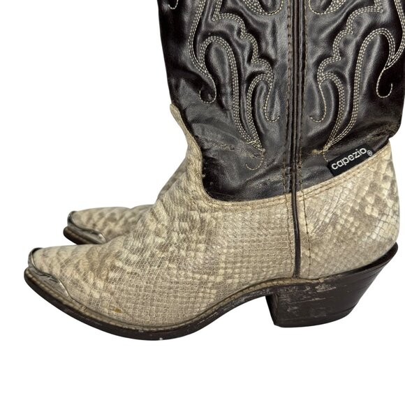 Capezio Womens Ivory and Brown Python & Leather Western Boots Size 5.5M Cowgirl - Picture 7 of 12